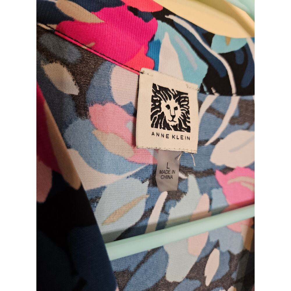 Anne Klein Size Large L Floral Abstract Vibrant Print Unique Sleeveless Blouse - Picture 3 of 8